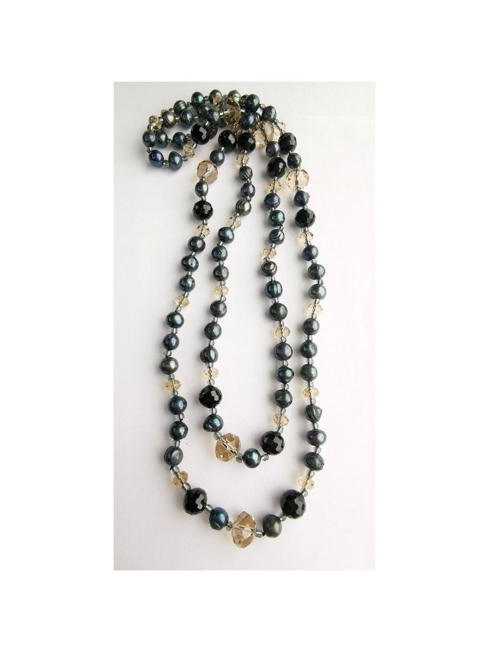 Freshwater pearl and crystal rope necklace 46" 🆕
